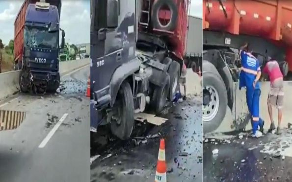 Carreta colide mureta de proteção na BR 101 em Sergipe F5 News