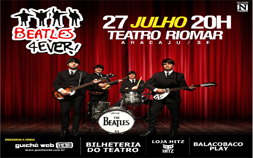 Banda cover apresenta espetáculo Beatles 4ever no Teatro Riomar