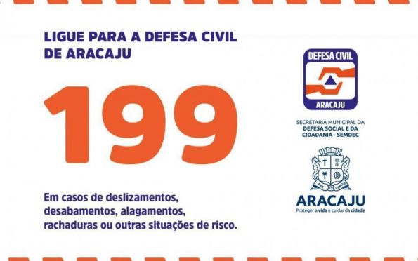 Chuva moderada e ventos fortes: Defesa Civil de Aracaju emite alerta