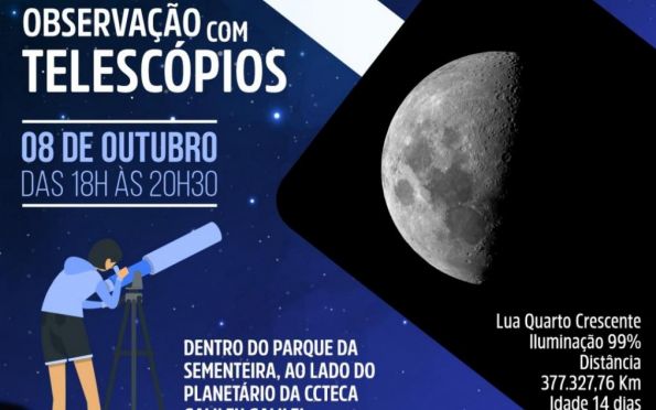 CCTECA realiza observação da lua com telescópios no próximo sábado, 8