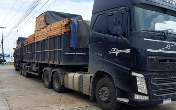 Caminhão carregando madeira é apreendido com notas fiscais irregulares
