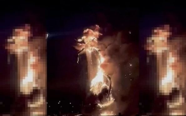 Vídeos: dragão de 10 metros pega fogo durante show em parque da Disney