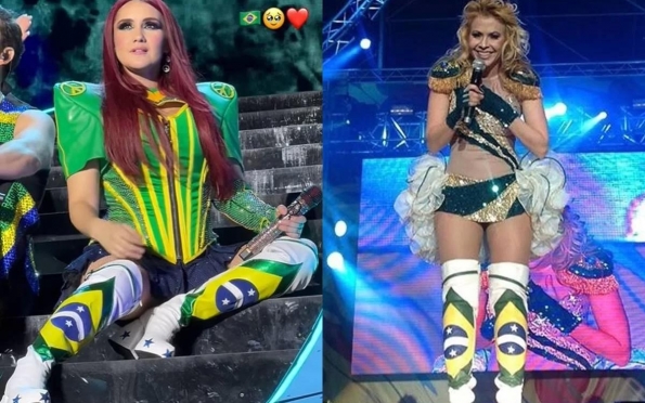 Dulce María usa botas de Joelma em último show do RBD no Brasil 