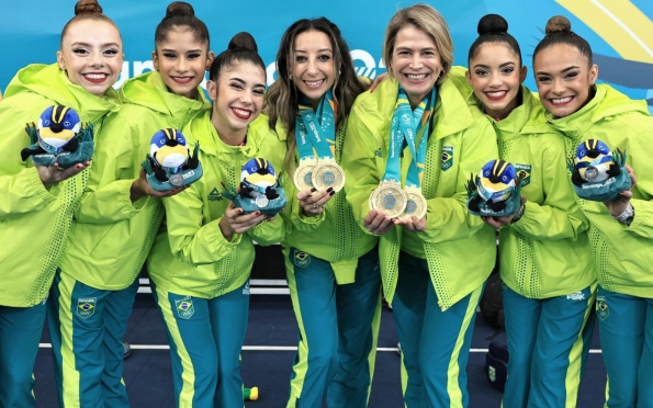 Brasil conquista ouro por conjunto e no individual geral na ginástica rítmica