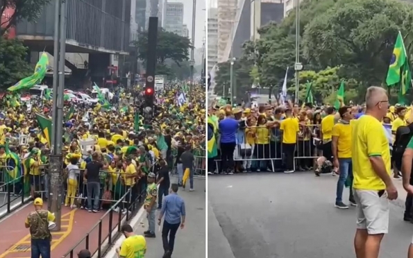 Vídeo: apoiadores começam a lotar Av. Paulista em ato pró-Bolsonaro
