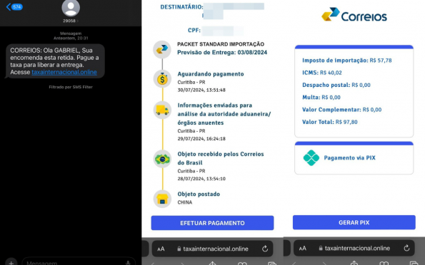 Golpistas se passam pelos Correios em tentativa de fraude por SMS